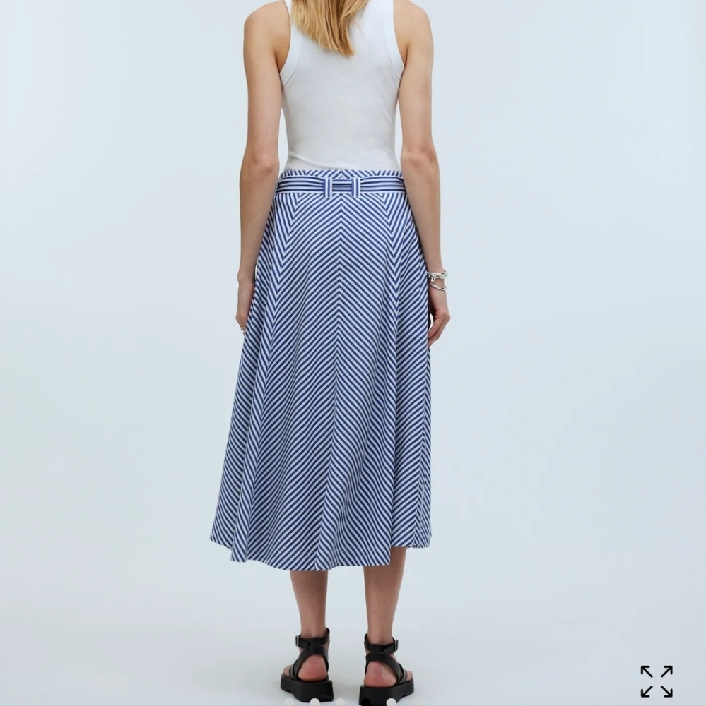 Madewell Poplin Flared Midi Skirt in Stripe, SZ 4, NWOT NO935 - Picture 3 of 10